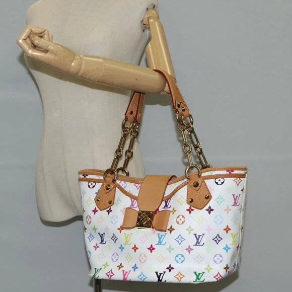 LOUIS VUITTON Monogram Multicolor Annie GM Tote Bag White M40303 LV Auth 123525V - Picture 14 of 15